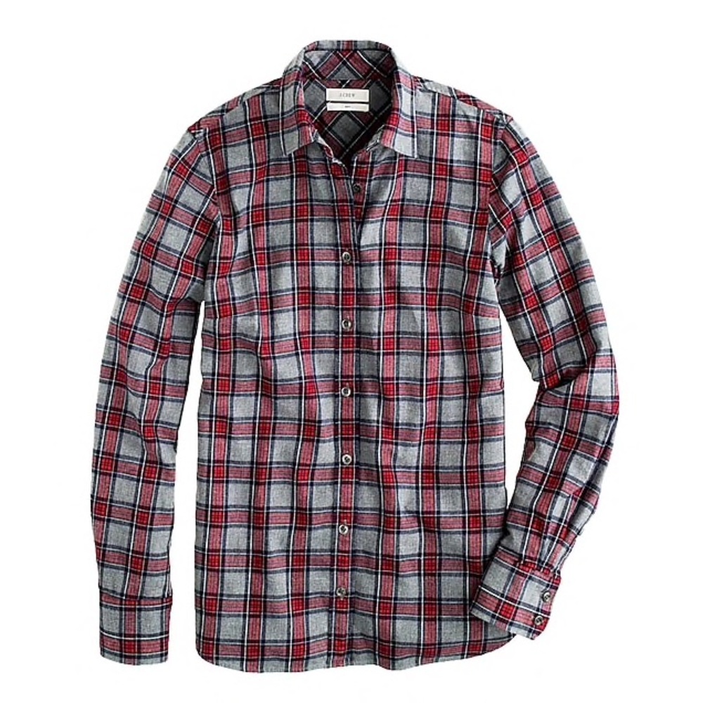 NWT, J.crew Boy shirt in grey tartan plaid
